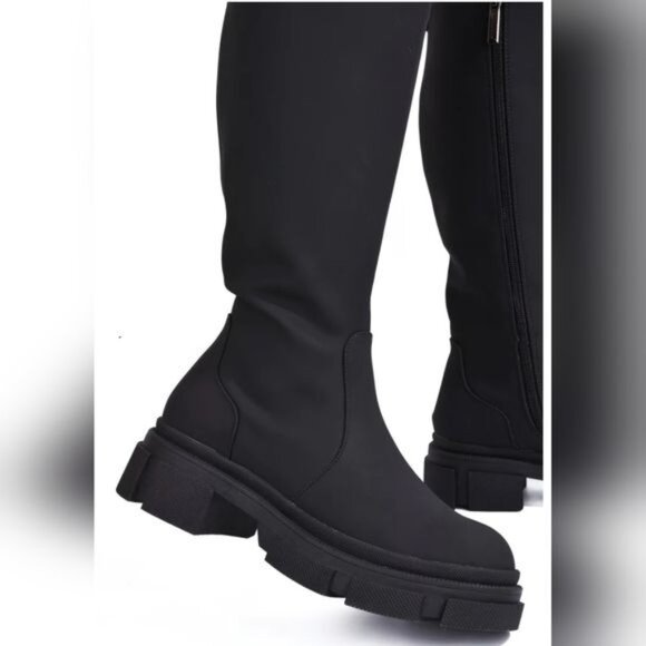 Women's Mid Calf Boots Round Toe Black Color - Picture 5 of 5